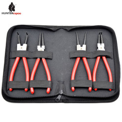 4Pcs Circlip Pliers Set, 7 Inch Internal & External Snap Ring Pliers, Straight & Bent Jaw Circlip Tools with Storage Bag