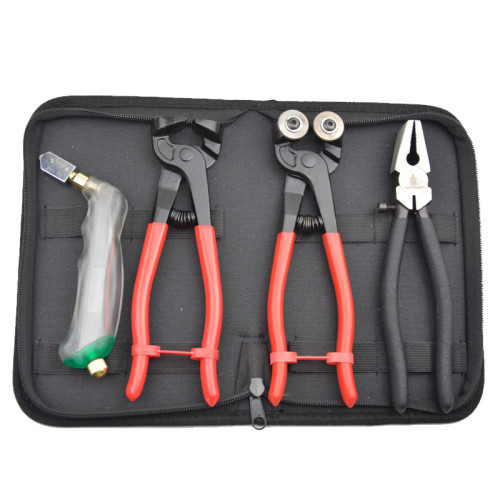 4Pcs Tile Glass Cutting Tool Kit, Glass Cutter, Glass Plier, Flat Tile Nipper, Wheel Tile Cutter Plier with Storage Bag 4Pcs Tile Glass Cutting Tool Kit, Glass Cutter, Glass Plier, Flat Tile Nipper, Wheel Tile Cutter Plier with Storage Bag