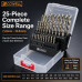 SCOWELL 25Pcs HSS4341 Fully Ground Twist Drill Bit Set DIN338 135° Split Point Metal Drilling