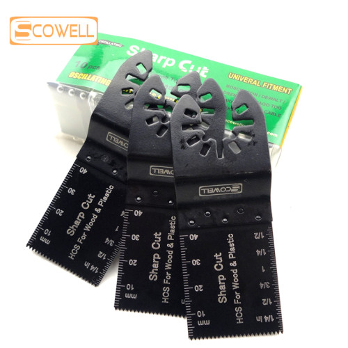 10 Pack 34mm HCS Oscillating Multi Tool Saw Blade 18TPI Fine Teeth With Scale for Wood & Plastic Cutting, Universal Shank