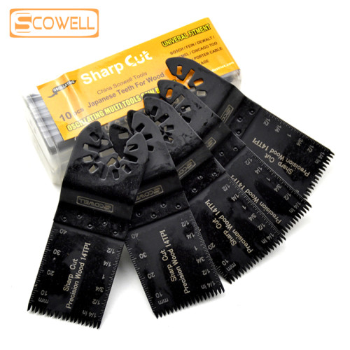 10 Pack 34mm Oscillating Saw Blades 14TPI Japanese Teeth Multi Tool Saw Blade with Scale for Fast Wood Cutting