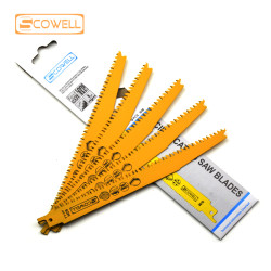 10PCS SCOWELL HCS Reciprocating Saw Blades 8" 6/10TPI Wood Cutting Sabre Saw Blades, 1/2" Universal Shank