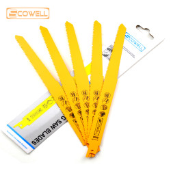 10PCS SCOWELL 225mm Bi-Metal M42 Reciprocating Saw Blade 10/14TPI Variable Teeth 1/2" Universal Shank for Sheet Metal, Solid Pipe & Wood Cutting