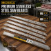 Reciprocating Saw Blades 5Pcs Set, 9.5" 5T & 12" 3T Stainless Steel Sabre Saw Blades for Frozen Meat, Bone, Ice, Wood Pruning