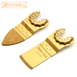 8 Pack SCOWELL Starlock Carbide Grit Oscillating Multi Tool Blades, 4Pcs Triangle & 4pcs Straight Scraper for Tile Grout Mortar Concrete