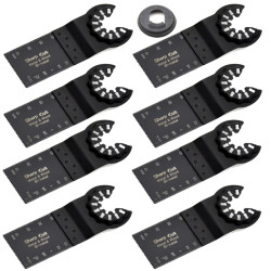 8 Pack 32mm Bi-Metal Starlock Oscillating Multi Tool Straight Saw Blade HSS M42 for Wood With Nails & Soft Metal Cutting